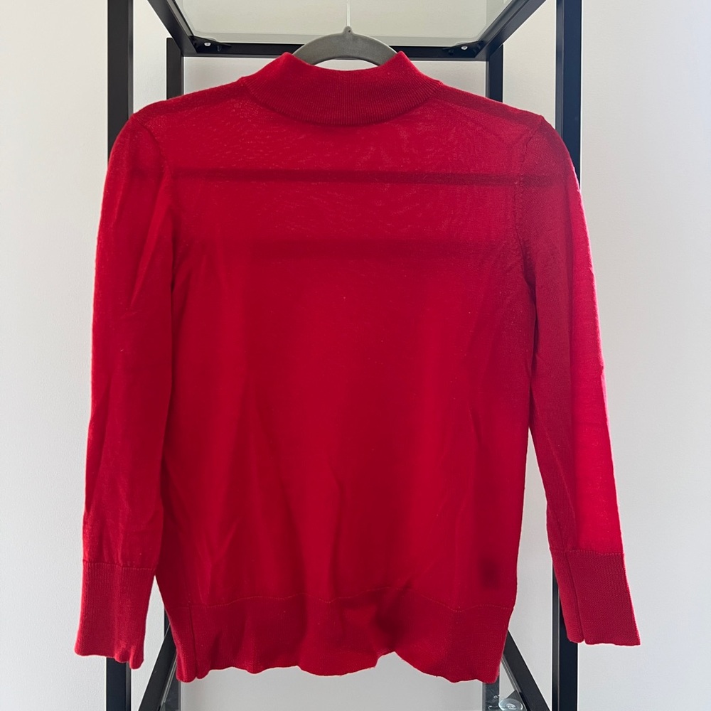 Anthropologie Red Turtleneck Sweater 98% Wool